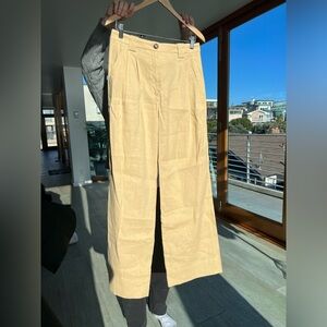 NEW- A.L.C. Women's Natural Tommy II Pleated Linen-blend Twill Wide-leg Pants